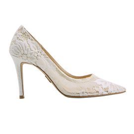 [KUHEE] Lace Pumps 6, 7, 8, 9cm(7012-wh)-Women's Wedding Party High Heel Lace Shoes Handmade - Made in Korea